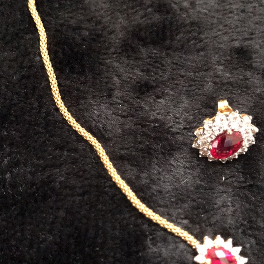 14k Over Sterling Silver Ballerina Lab Ruby/Cz Stones… Gem
